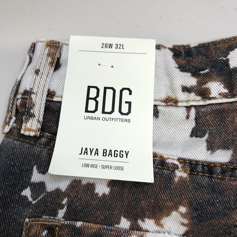 BDG Urban Outfitters Jaya Baggy Cow Print Wide Leg Jeans Low Rise Y2K 26x32 - Picture 14 of 14